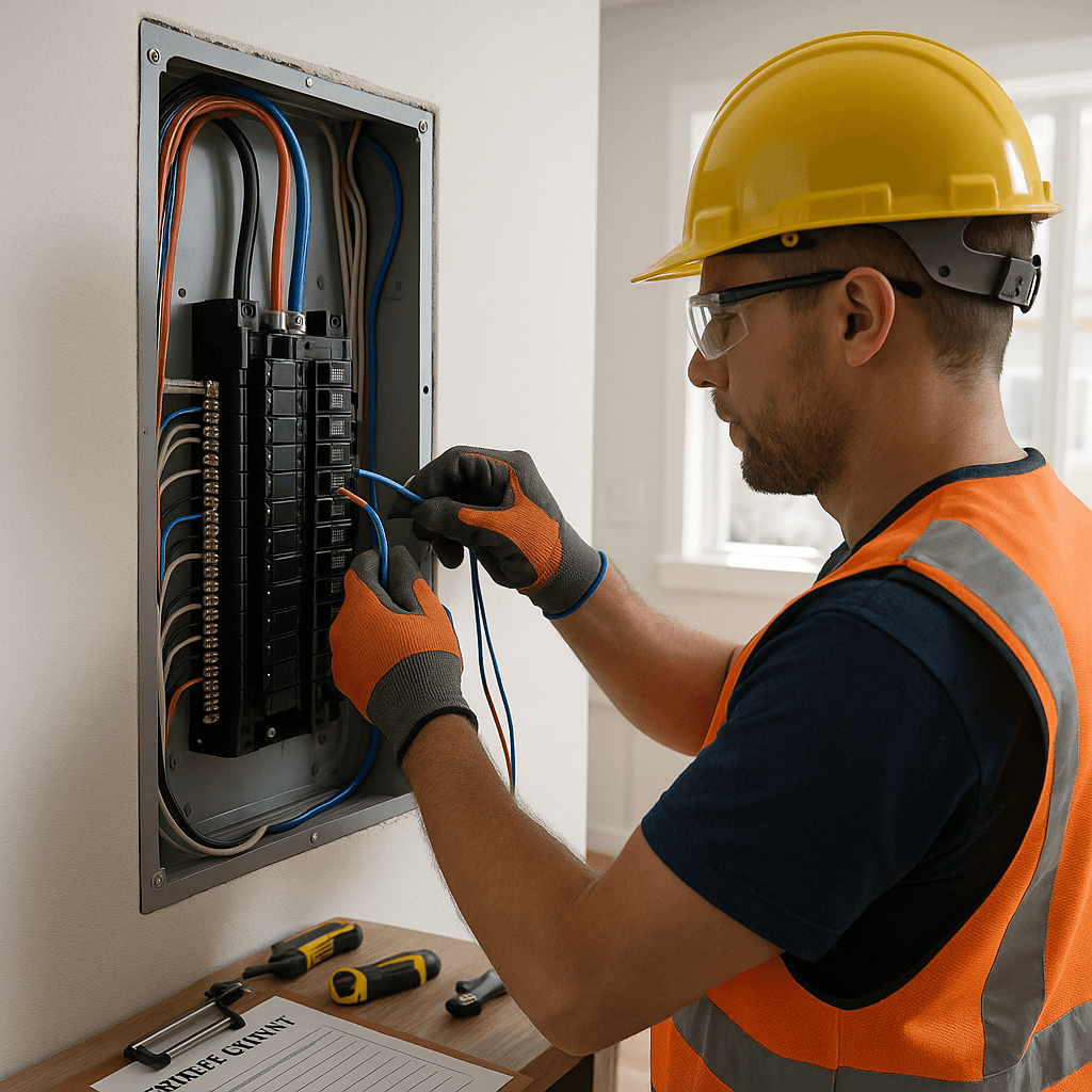 "Modern circuit breaker panel upgrade in Sacramento for improved safety and energy savings in residential electrical systems."